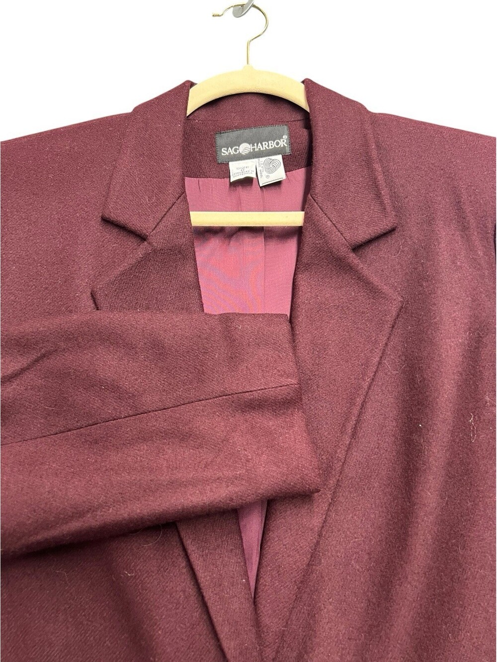 Vintage Sag Harbor Burgundy Wool Blazer – Size 8 - Picture 2 of 7